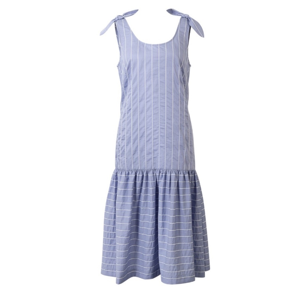 NWT Oliver Bonas Heroic Stripe Blue Midi Dress Size 8